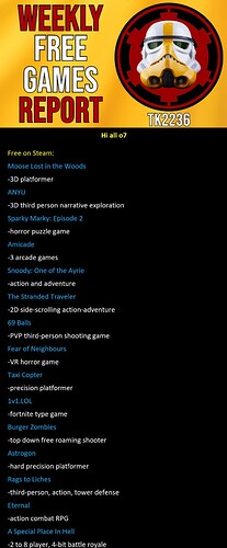 Weekly Free Games Report o7